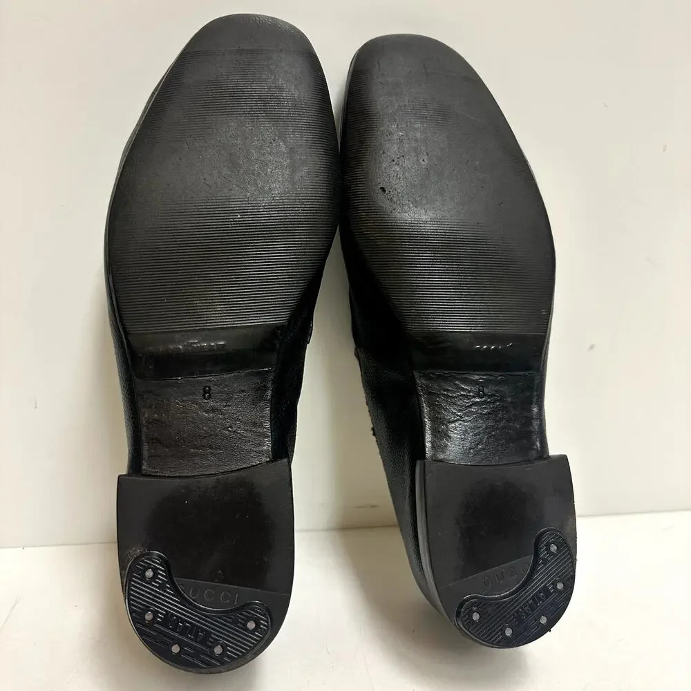 RESOLED Gucci Jordaan Penny Loafer Tiger Head Accent Black Pebbled UK 8 US 9 D